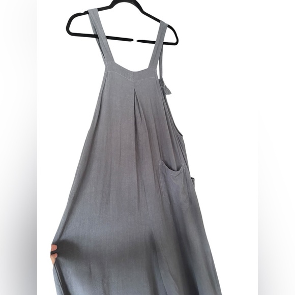 Caracilia Women's Wide Leg Overalls Gray with Pockets Adjustable Straps Flowy XL - Picture 5 of 6